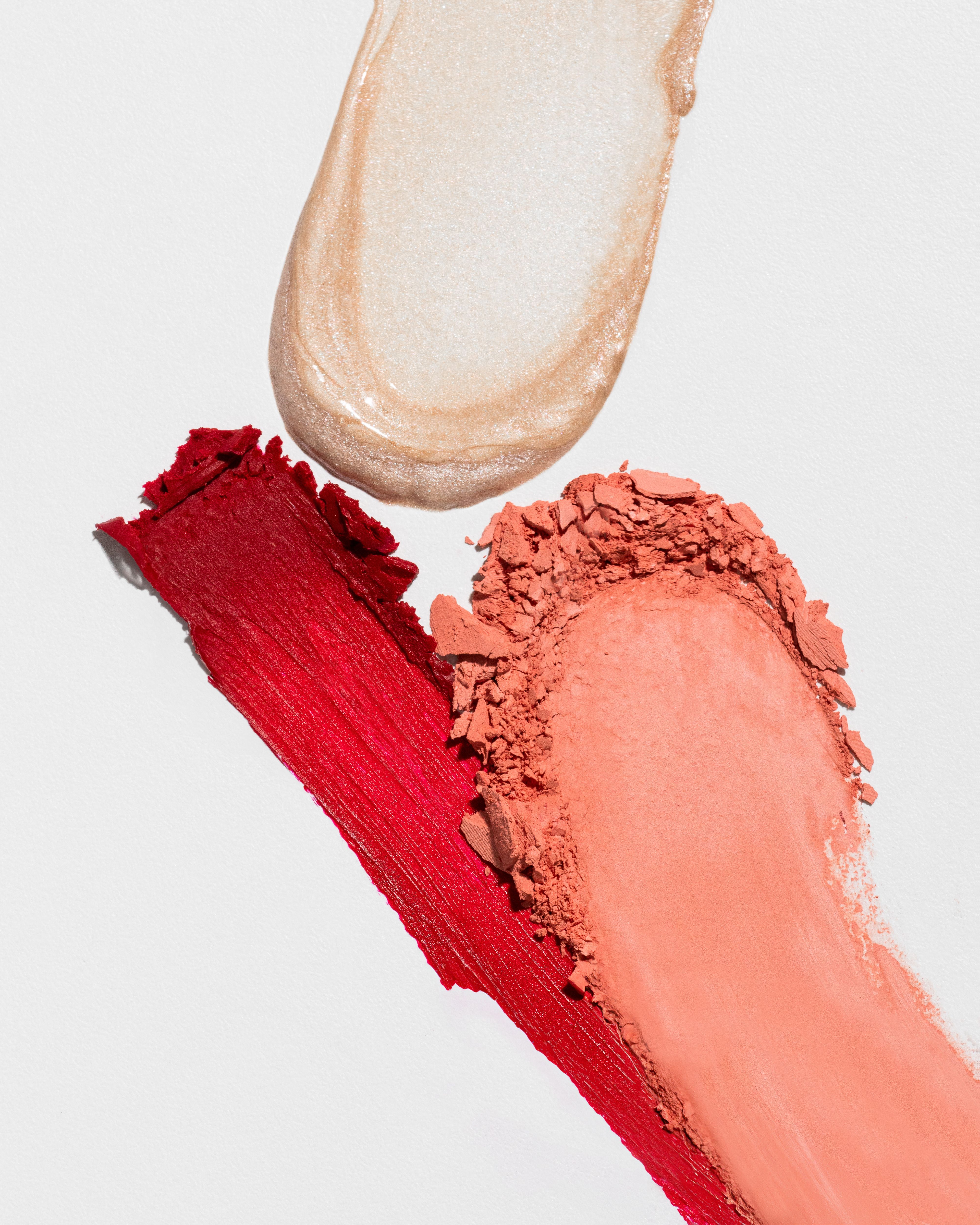 Ivory beauty still life with sculptural cosmetic products in warm neutral tones